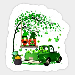 Green Gnomes Truck Shamrock Happy Saint Patrick's Day Shirt Sticker